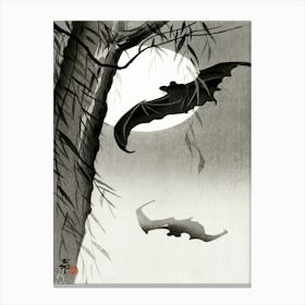 Bats Under The Full Moon (1900 1936), Ohara Koson Canvas Print
