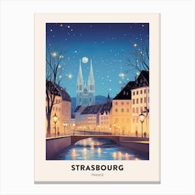 Winter Night  Travel Poster Strasbourg France 1 Canvas Print