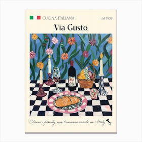 Via Gusto Trattoria Italian Poster Food Kitchen Canvas Print
