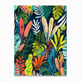 Tropical Leaves Seamless Pattern 24 Canvas Print