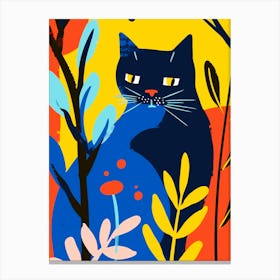 Black Cat In The Forest Canvas Print