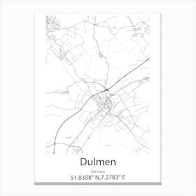 Dulmen,Germany Minimalist Map Canvas Print