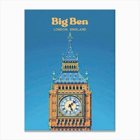 Big Ben London Summer Travel Illustration Canvas Print