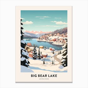 Vintage Winter Travel Poster Big Bear Lake California 4 Canvas Print