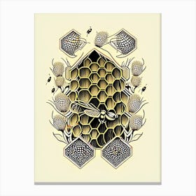 Beehive With Swarming Bees Vintage Canvas Print