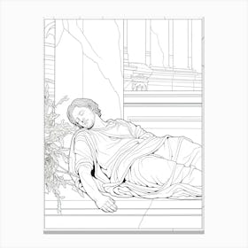 Line Art Inspired By The Death Of Marat 10 Canvas Print