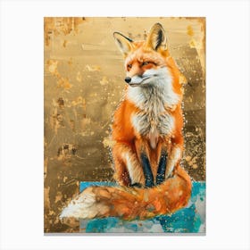 Red Fox Gold Effect Collage 2 Canvas Print