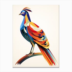 Colourful Geometric Bird Pheasant 1 Canvas Print