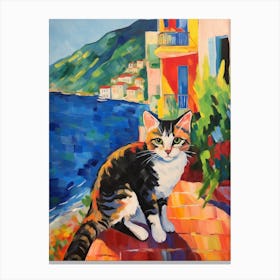 Painting Of A Cat In Budva Montenegro 1 Canvas Print
