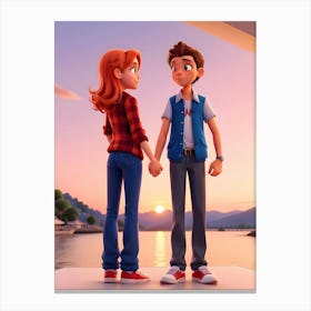 Boy And Girl In Love Canvas Print