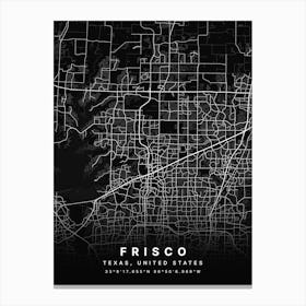 Frisco Texas USA Black Map Canvas Print