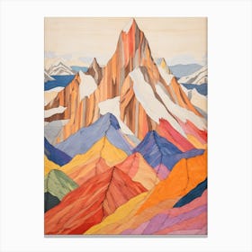 Mount Saint Elias Canada 2 Colourful Mountain Illustration Canvas Print
