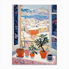 The Windowsill Of Dubrovnik   Croatia Snow Inspired By Matisse 1 Canvas Print