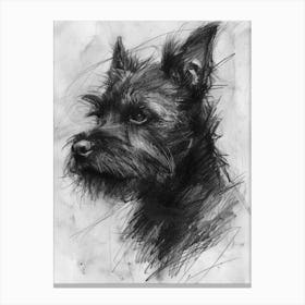 Terrier Black Scribble Charcoal Line Canvas Print