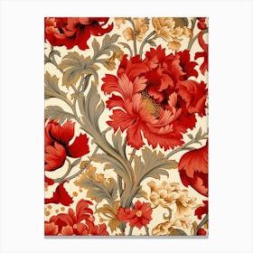 Wallpaper With Red Flowers Canvas Print