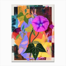 Morning Glory 2 Neon Flower Collage Canvas Print