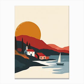 Sunset By The Sea, Hygge Canvas Print