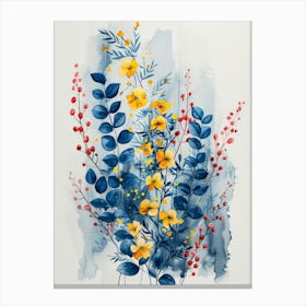 Blue And Yellow Flowers 3 Canvas Print