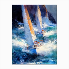 Sailboats In Rough Seas sport Canvas Print