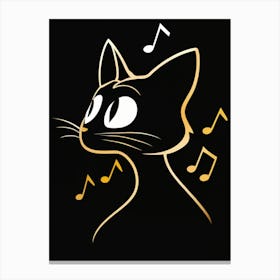 Cat With Music Notes 14 Canvas Print