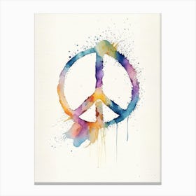 Peace Sign Symbol Minimal Watercolour Canvas Print