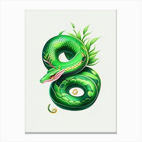 Smooth Green Snake Tattoo Style Canvas Print