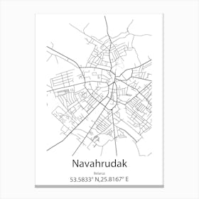 Navahrudak,Belarus Minimalist Map Canvas Print