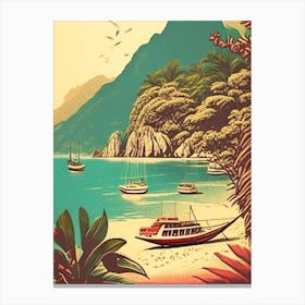 Ko Lipe Thailand Vintage Sketch Tropical Destination Canvas Print