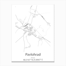 Pavlohrad,Ukraine Minimalist Map Canvas Print