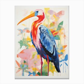 Colourful Bird Painting Stork 1 Canvas Print