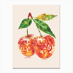 Disco Ball Cherries Art Disco Poster Trendy Aesthetic Art Food Kitchen Canvas Print