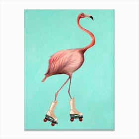 Rollerskate Flamingo Canvas Print