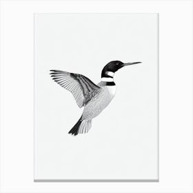 Common Loon B&W Pencil Drawing 1 Bird Canvas Print