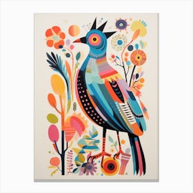 Colourful Scandi Bird Chicken 1 Canvas Print