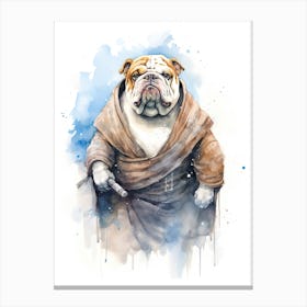 Bulldog Dog As A Jedi 2 Canvas Print