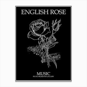 English Rose Music Line Drawing 3 Poster Inverted Canvas Print