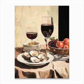 Atutumn Dinner Table With Oysters And Wine, Painting Canvas Print