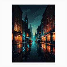 Night City Street Canvas Print