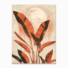 Banana Leaves In Front Of The Moon Canvas Print