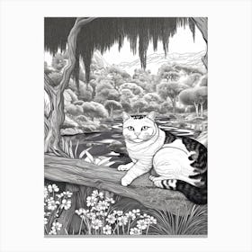 Descanso Gardens, Usa, Cats Line Art 3 Canvas Print