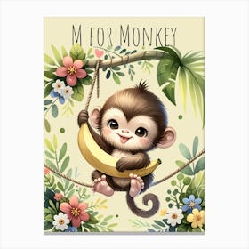 M For Monkey Nursery Canvas Print