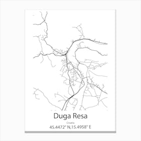 Duga Resa,Croatia Minimalist Map Canvas Print