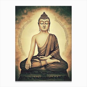 Buddha Meditating AI Vintage Art Canvas Print