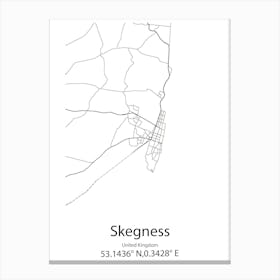 Skegness,United Kingdom Minimalist Map Canvas Print