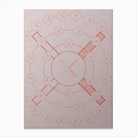 Geometric Abstract Glyph Circle Array in Tomato Red n.0233 Canvas Print