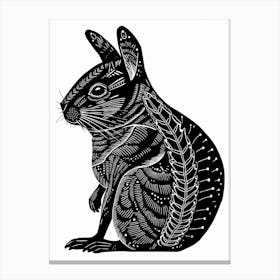 Chinchilla Blockprint Rabbit Illustration 7 Canvas Print