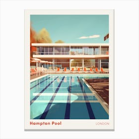 Hampton Pool London Swimming Poster Canvas Print