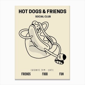 Hot Dogs And Friends Social Club Retro Food Kitchen Canvas Print