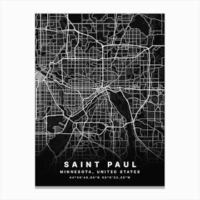 Saint Paul Minnesota USA Black Map Canvas Print