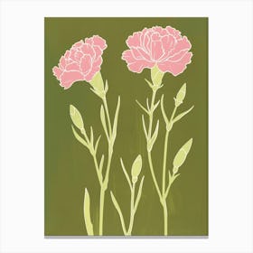 Pink & Green Carnation 5 Canvas Print
